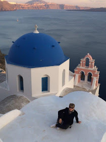 The house with blue dome in Oia, Santorini