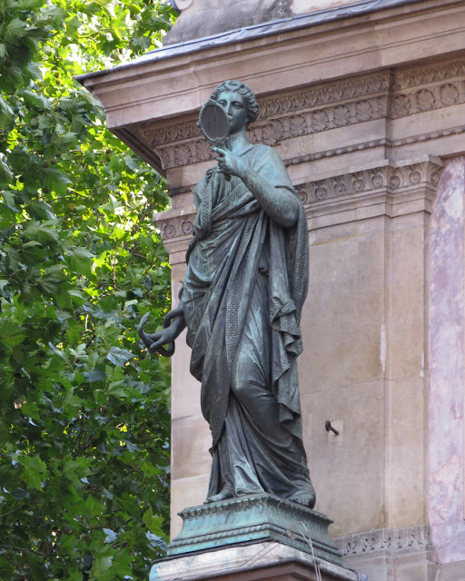 Allegory of Prudence by Jean-Auguste Barre, Fontaine Saint-Michel by Gabriel Davioud, Place Saint-Michel, Quartier de la Monnaie, 6th arrondissement, Paris