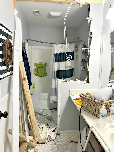 Taking down a wall in the bathroom