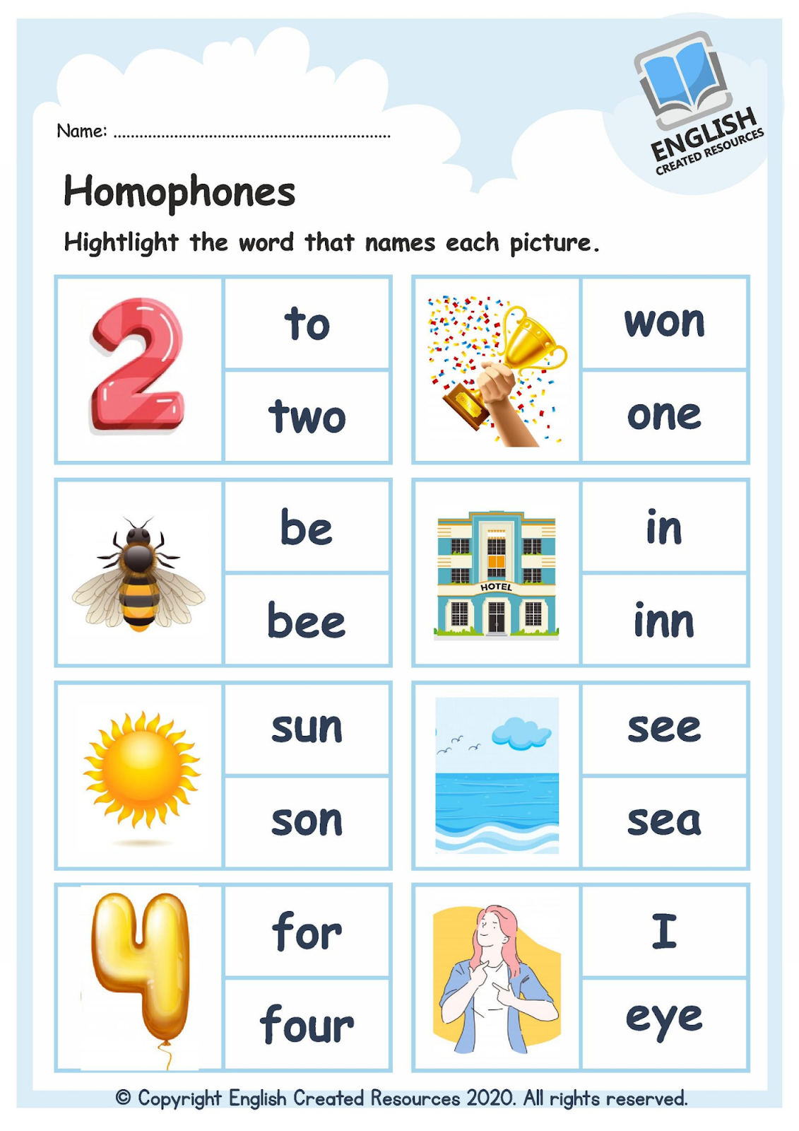 homophones worksheets