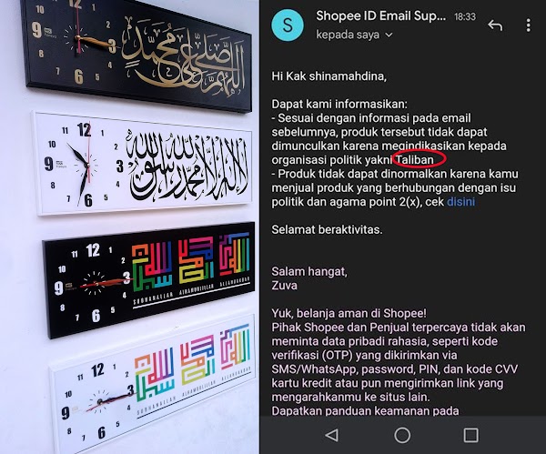 Setelah Holywings Pasang Nama Muhammad di Botol Alkohol, Kini Viral Shopee Larang Jualan Jam Kalimat Tauhid