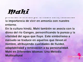 ▷ Significado del nombre Mahi