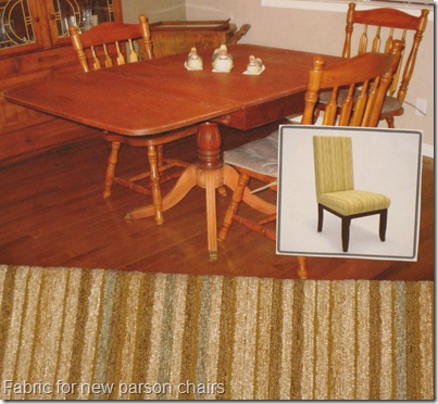 New Parsons Chairs in Stripe Fabric & Stain TB Dark