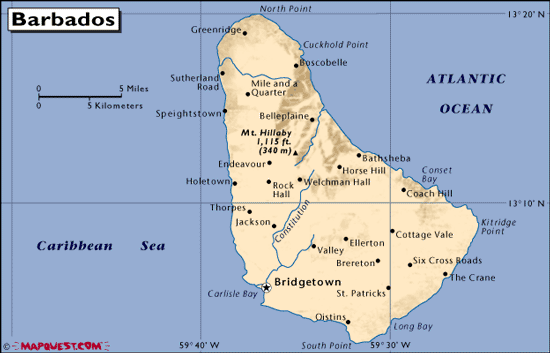 Barbadosi | Harta Gjeografike e Barbadosit