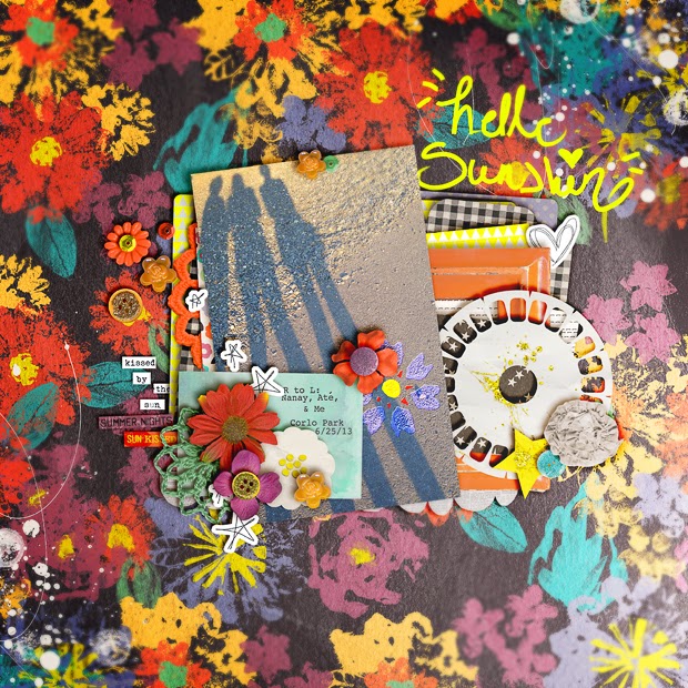 Hello Sunshine // Scrapbook Layout // 12x12 // Sun Kissed by Jenn Barrette + Valorie Wibbens