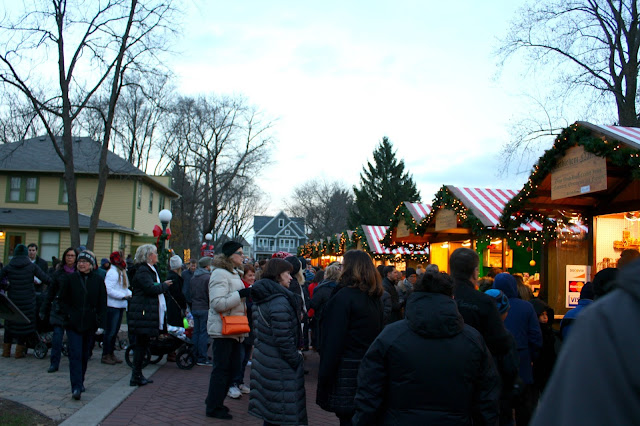 Christkindlmarket is bustling with holiday merriment in Naperville, IL.