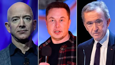 Bernard Arnault, Elon Musk y Jeff Bezos son las 3 personas más ricas del mundo