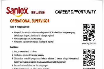 Lowongan Kerja Bandung Mei 2022 Operational Supervior Sanlex