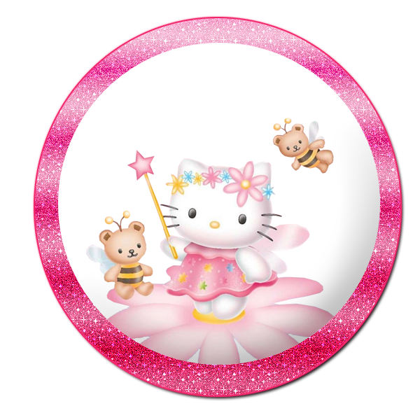 Etiquetas, Botones o Toppers del Clipart de Hello Kitty. 