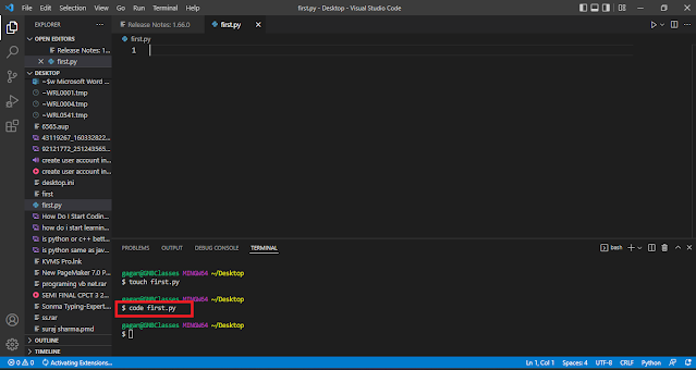python first program in vs code (python notes hindi)