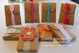 Eight completed boxes from the February 2015 Paper Pumpkin kit (with additional supplies).