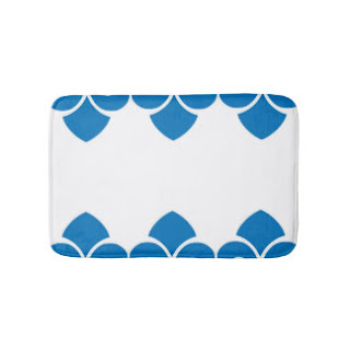 Blue and white bath mat