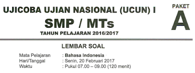 Soal Try Out Bahasa Indonesia SMP 2017/2018 