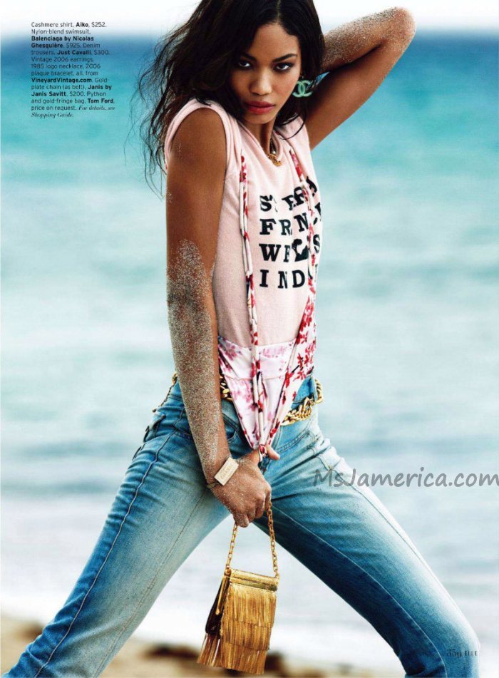 Chanel Iman was one of 4 models chosen for the October cover of Elle 