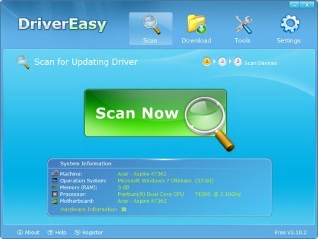 DriverEasy Free Edition - Procurando drivers atualizados