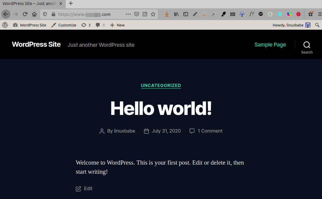 WordPress installed successfully