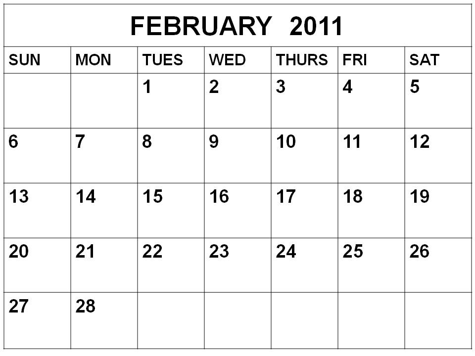 Blank Calendar February 2011