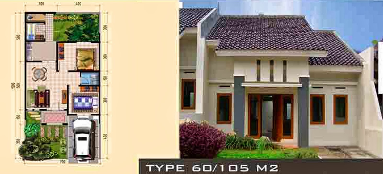 Denah Rumah Minimalis Type 36, 45, 54, 60, 70, 80, 100 