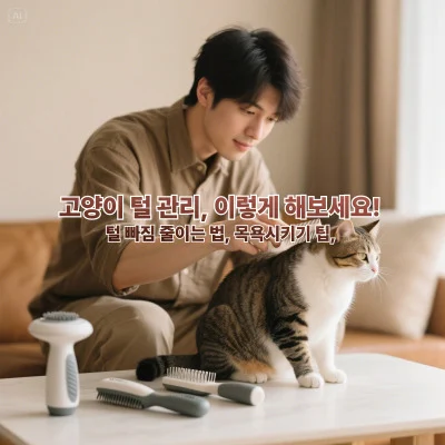 고양이 털 관리, 이렇게 해보세요!  털 빠짐 줄이는 법, 목욕시키기 팁,
