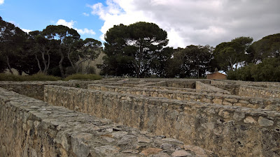 Views of Castello di Donnafuggata including stone labyrinth. 