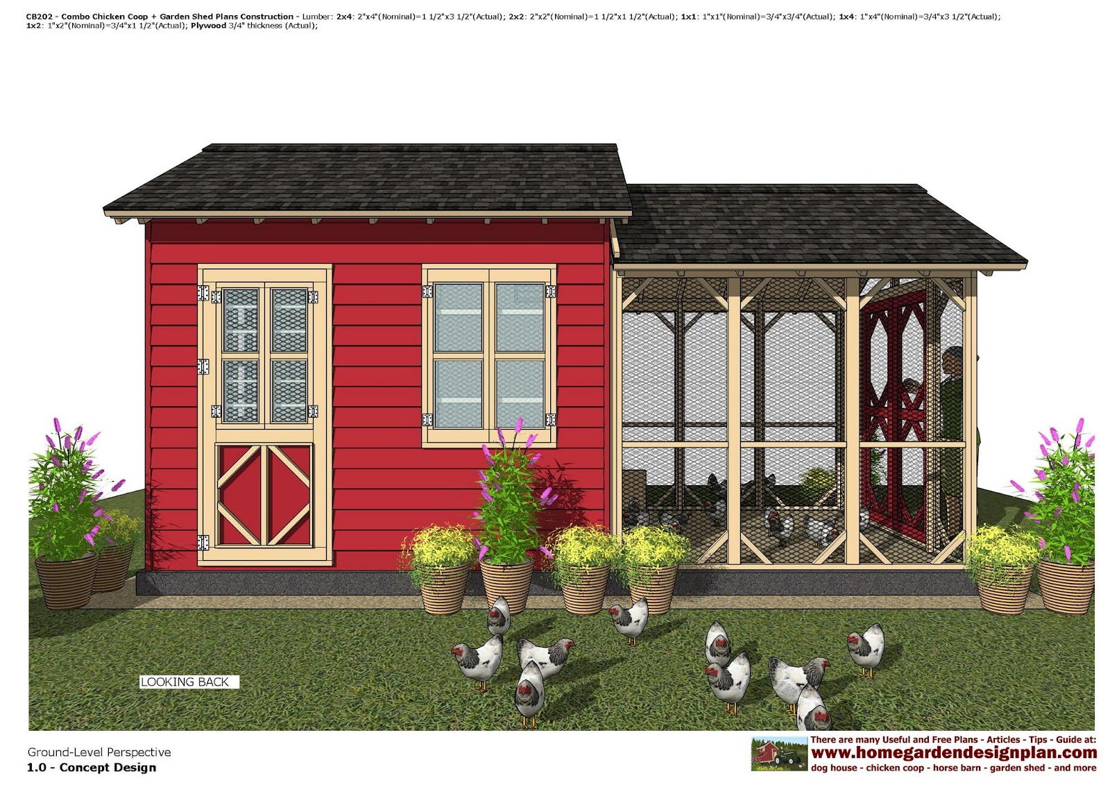 home garden plans: CB202 _ Combo Chicken Coop + Garden Shed Plans 