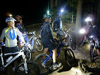 Blue Sky group ride.  Lighting up the woods at SMBA Thursday night.  L to R:  Allison, Jenn, Doug, John, Nate, Mike.

The Saratoga Skier and Hiker, first-hand accounts of adventures in the Adirondacks and beyond, and Gore Mountain ski blog.