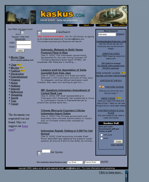 tampilan awal kaskus tahun 2001 sampai 2002