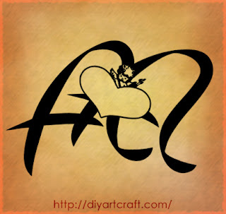 heart tattoo letters AA