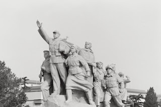 Statue outside of Mao's Mausoleum on Tiananmen Square