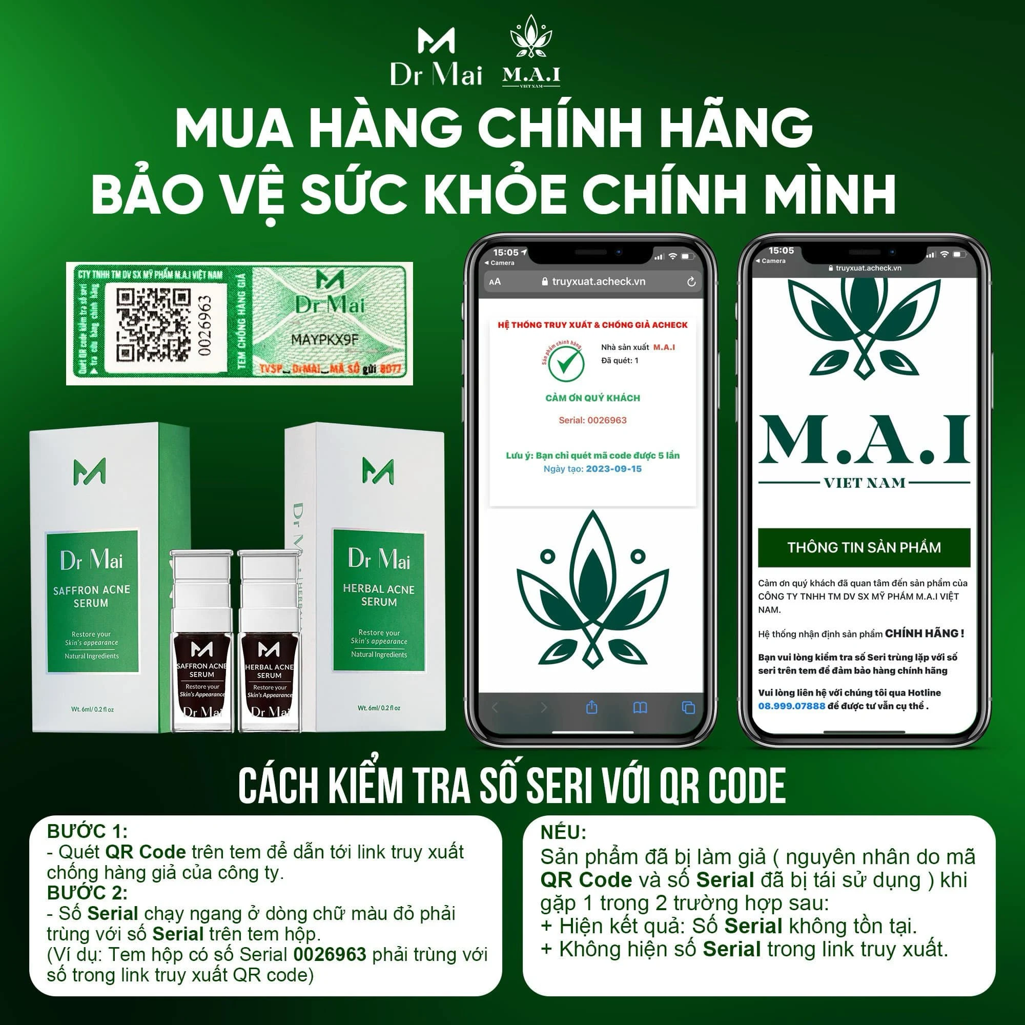 KIỂM TRA HÀNG CHÍNH HÃNG DR MAI