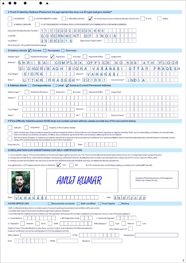 sbi account opening form sample 2