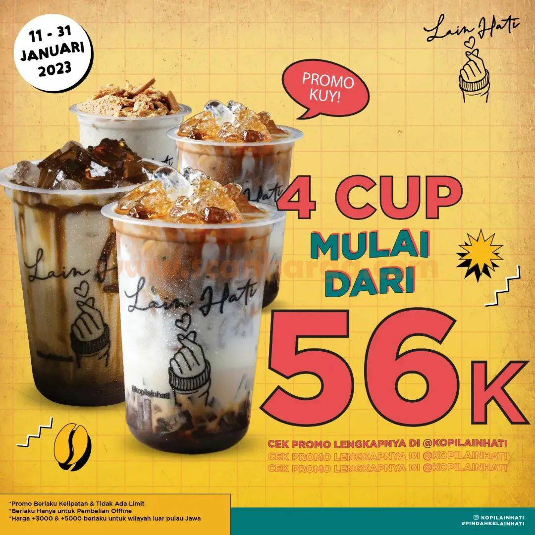 Promo KOPI LAIN HATI – Harga Spesial 4 Cup Coffee mulai Rp. 56.000