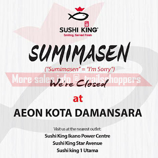 Sushi King AEON Kota Damansara is permanently closed.