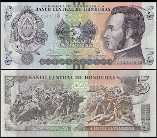 H9 HONDURAS 5 LEMPIRA UNC (06.20.2019)(P-98) 