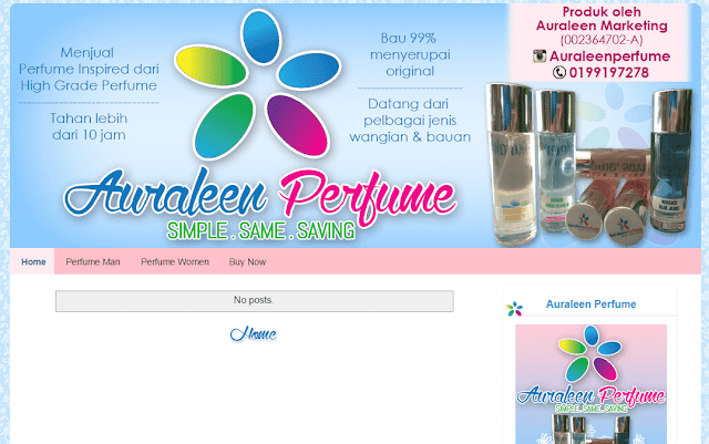 Template Blog Auraleen Perfume, Portfolio, tempahan edit/design/customize blog, tempahan edit blog murah, tempahan design banner blog murah, Tempahan Design Watermark Murah, 