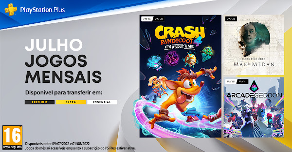 Crash Bandicoot 4: It’s About Time, The Dark Pictures Anthology: Man of Medan e Arcadegeddon são os jogos do mês de julho no PlayStation®Plus