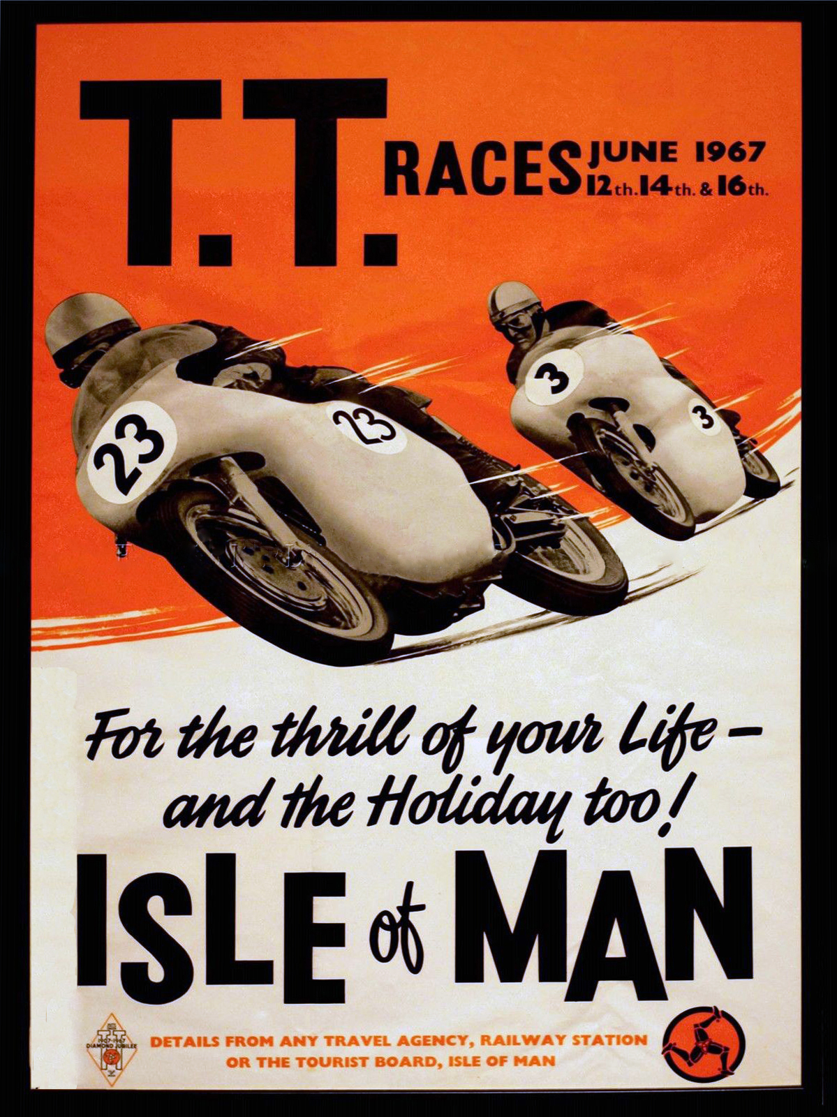 transpress nz: Isle of Man TT motorbike race poster, 1967