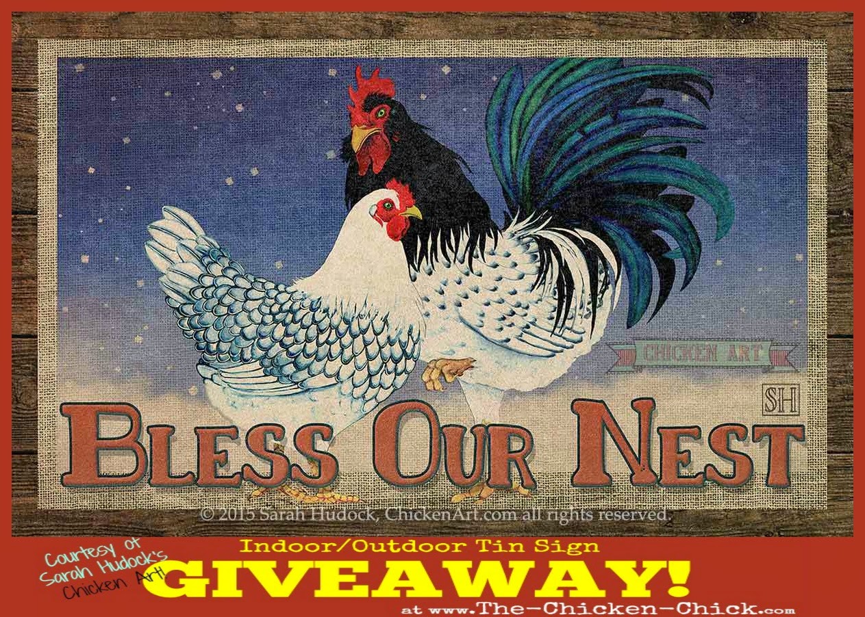  Hudock Chicken Art Tin Sign giveaway at www.The-Chicken-Chick.com