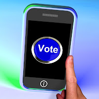 Image of smart phone with the word "Vote" displayed on it