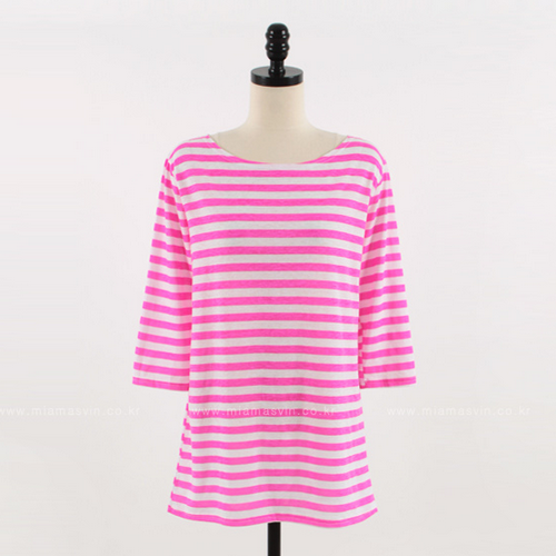 Three Quarter Sleeved Striped Shirt