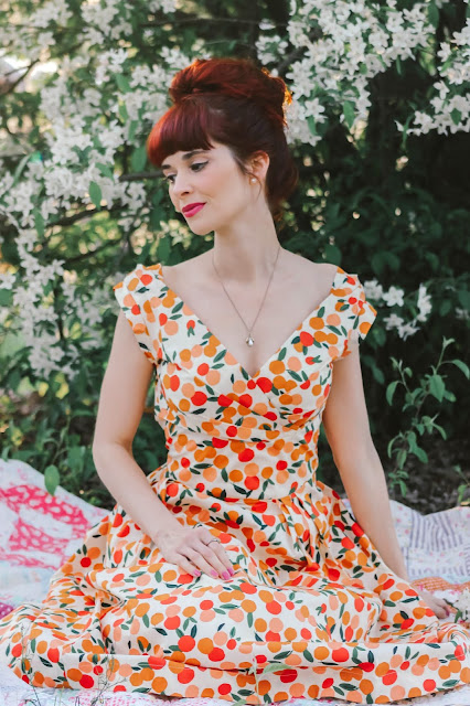 FLORENCE MINI SUMMER ORANGES DRESS FROM EMILYANDFIN.CO.UK