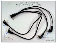 SC1002: Quad Linked Sync Cord - 4 ScrewLock PC Plugs to RA Mini Plug