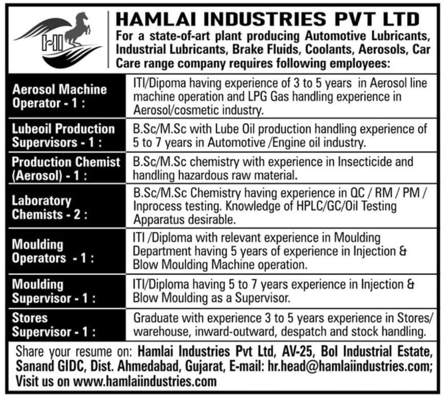 Job Availables,Hamlai Industries Pvt Ltd Job Vacancy For BSc/ MSc/ ITI/ Diploma/ Graduate