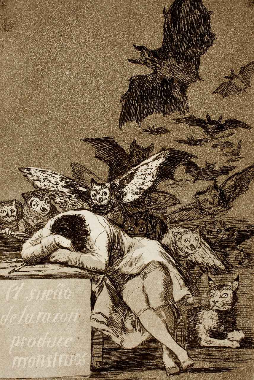 O sono da razão produz monstros. Francisco Goya (1746 - 1828), Museu do Prado.