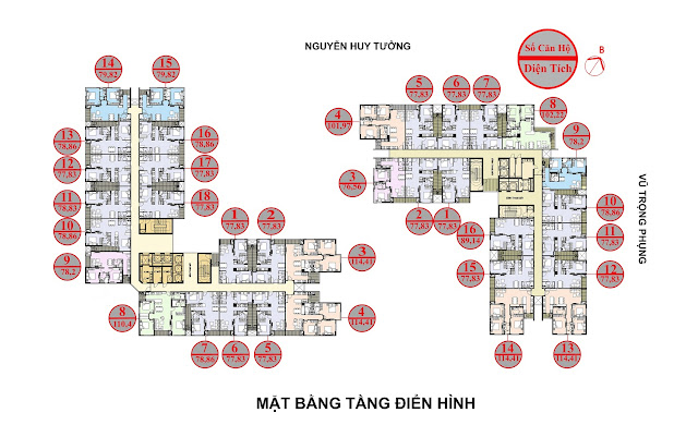 Mặt bằng căn hộ chung cư 69 Vũ Trọng Phụng