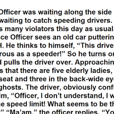 HILARIOUS BEST JOKE OF THE DAY: ELDERLY WOMEN V/S SPEED LIMIT