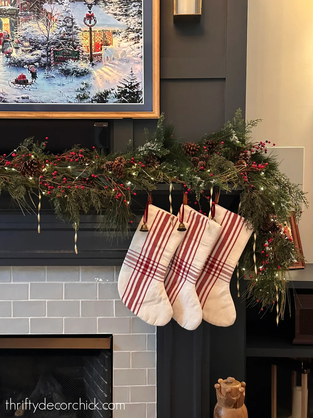 garland and berries on mantel
