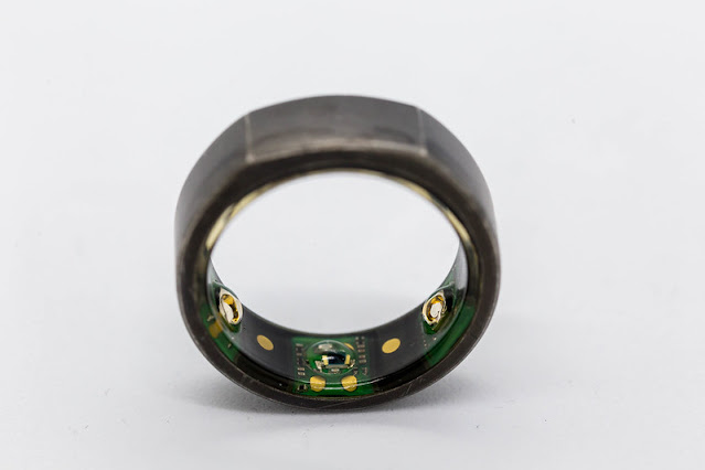 Oura Ring: close-up of personal health tracking device with advanced sensor technology