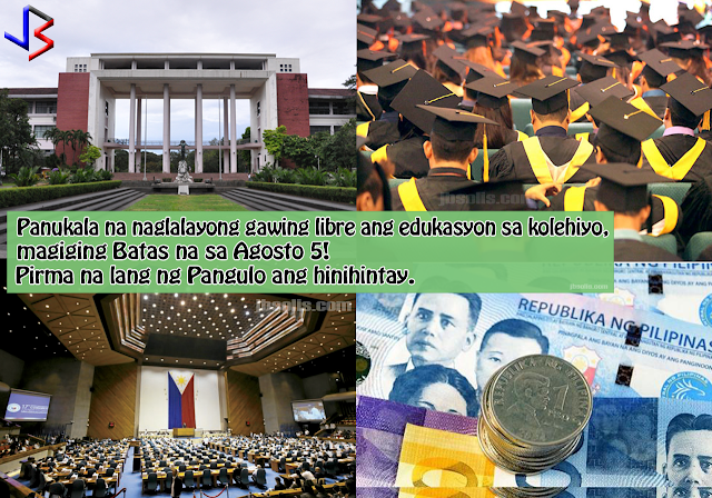 Good news for students and parents in the Philippines. Senate Bill No. 1304 or the “Free Higher Education for All Act" has just been approved by the Senate, and was already transmitted to the Office of the President for approval last July 5. Unless President Rodrigo Duterte vetoes or signs it earlier, then the measure would automatically lapse into law after 30 days or on August 5. The law would provide tuition subsidies and financial assistance to students in state universities and colleges (SUCs) and private higher learning and vocational institutions.  “In line with the mandate of our Constitution, the State must uphold the right of all citizens to quality education at all levels,” Senator Bam Aquino said in a speech when he sponsored the bill on the floor as former chair of the Senate committee on education, arts and culture.  So who are to benefit when the bill is signed by the President into law?  Under the bill, all Filipino citizens currently enrolled in State Colleges and Universities and other similar institutions, as well as those who will enroll in the future in courses in pursuance of a bachelor’s degree, certificate degree, or any comparable undergraduate degree in any SUC can qualify for the tuition subsidy “provided that they meet the admission requirements of the SUC.”  Similarly, students in private institutions can also avail of a "subsidized loan" to fund their education. Requirements are set by the bill.  However, people who had attained a prior bachelor’s degree or any equivalent degree, had been discharged from any higher education institution for whatever reason, or those who “failed to complete their degree or program within a year after the prescribed period in their program” would be “ineligible for the proposed tuition subsidies.”  For example, to enjoy the free tuition, a student taking a four-year course must finish it or graduate within five years or lose the benefit. This will dissuade students from shifting courses and motivate them to finish their studies.  According to statistics, there are 645,566 students in the country’s SUCs and it would likely cost the government about P16 billion annually to make tuition fees free across these institutions, noting that the annual weighted average tuition in SUCs is about P10,000 per year.  Just a few months ago, the government announced the allocation of about P8 Billion pesos in budget to fund the free tuition fees of various SCUs in the country for 2017. Sen. Aquino was criticized for falsely claiming credit for the P8 Billion allocation. It was actually Sen. Lacson who discovered the amount as pork barrel of the DPWH. The Senate then moved to realign the money for education.