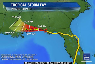 Weather map; TS Fay